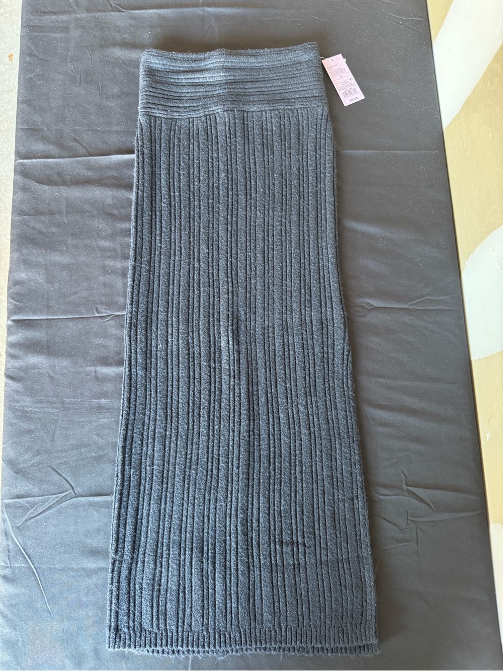 NWT Wild Fable Ribbed Knit Side Slit Midi Skirt Black Women's Small